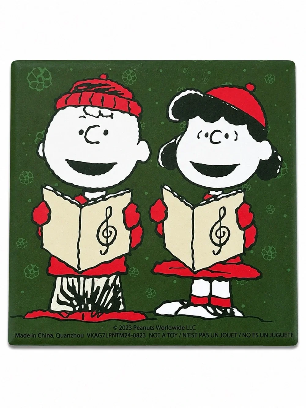 Peanuts Christmas Ceramic Coaster Set 4 Bioworld Snoopy Charlie Brown NIB